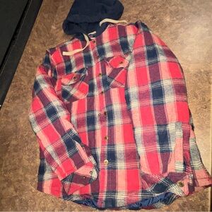 NWOT Legendary Outfitters Quilt Lined Fleece Hood Flannel Jacket size medium